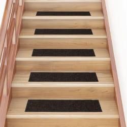 vidaXL Tapis d'escalier autocollants 15 pièces 76 x 20 cm Marron Rectangulaire