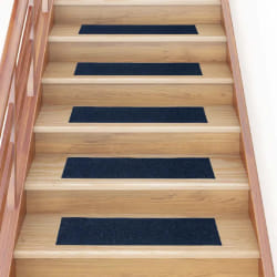 vidaXL Tapis d'escalier autocollants 15 pièces 76 x 20 cm Bleu marine Rectangulaire