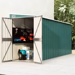 vidaXL Abri de jardin mural Vert 118x382x178 cm Acier galvanisé - TU