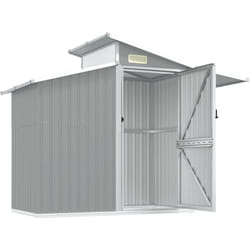 Abri De Jardin Gris 270x130x208,5 Cm Acier Galvanisé Vidaxl