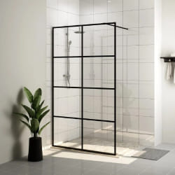vidaXL Paroi de douche avec verre ESG transparent 140x195 cm Noir - TU