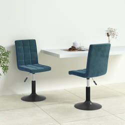 vidaXL Chaises pivotantes à manger lot de 2 bleu velours