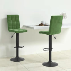 vidaXL Tabourets de bar lot de 2 en velours vert foncé