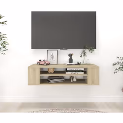 Ce meuble TV suspendu donne à votre intérieur un aspect unique et élégant. La construction robuste de ce meuble bas le rend t ...