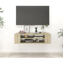 Meuble tv suspendu Chêne sonoma 100x30x26,5 cm Bois ingénierie Vidaxl