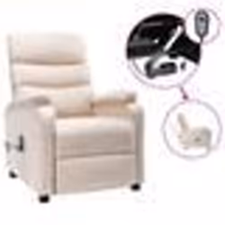 vidaXL Fauteuil électrique de massage Crème Tissu - TU