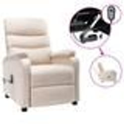 vidaXL Fauteuil électrique de massage Crème Tissu - TU