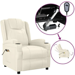 Fauteuil de massage électrique Chaise de massage Fauteuil Design Fauteuil Relax Crème blanc Similicuir vidaXL