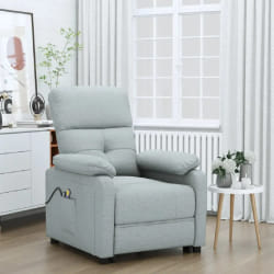 vidaXL Fauteuil électrique de massage Gris clair Tissu - TU