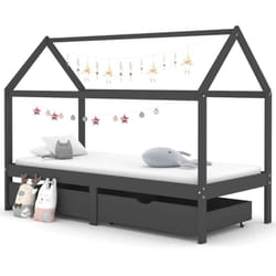 Vidaxl - Cadre de lit d'enfant avec tiroirs Gris foncé Pin 90x200 cm
