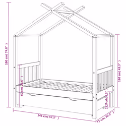 VidaXL 322151 Lit pour enfant Gris Bois - Vue supplémentaire 7