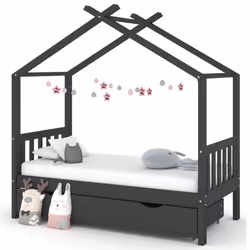 VidaXL 322152 Lit pour enfant Gris Bois