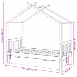 VidaXL 322152 Lit pour enfant Gris Bois - Vue supplémentaire 7