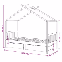 VidaXL 322153 Lit pour enfant Gris Bois - Vue supplémentaire 7