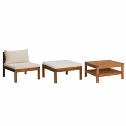 VidaXL 316281, Bois d'acacia, Tissu, Polyester, Adultes et enfants