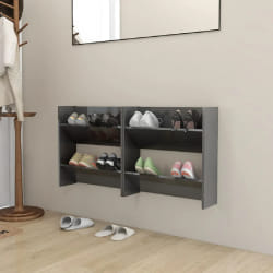 vidaXL Armoires à chaussures murales 2 pcs gris brillant 60x18x60 cm - TU