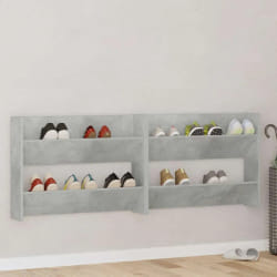 vidaXL Armoires à chaussures murales 2 pcs Gris béton 80x18x60 cm - TU