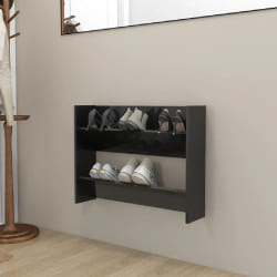 vidaXL Armoire à chaussures murale noir brillant bois d'ingénierie - TU