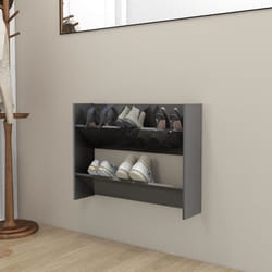 vidaXL Armoire à chaussures murale gris brillant bois d'ingénierie - TU