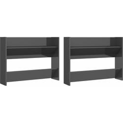 Vidaxl - Armoires à chaussures murales 2 pcs gris brillant 80x18x60 cm