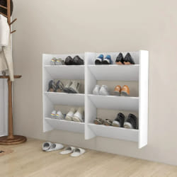 vidaXL Armoires à chaussures murales 2 pcs Blanc 60x18x90 cm Aggloméré - TU