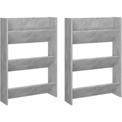 Vidaxl - Armoires à chaussures murales 2 pcs Gris béton 60x18x90 cm