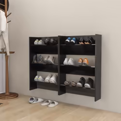 vidaXL Armoires à chaussures murales 2 pcs noir brillant 60x18x90cm - TU