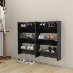 vidaXL Armoires à chaussures murales 2 pcs noir brillant 60x18x90cm - TU