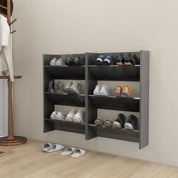Vidaxl - Armoires à chaussures murales 2 pcs gris brillant 60x18x90 cm