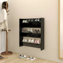 vidaXL Armoire à chaussures murale noir 80x18x90 cm bois d'ingénierie - TU