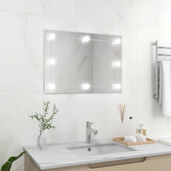 Miroir mural sans cadre avec lampes led Rectangulaire Verre