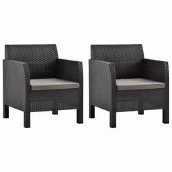 VidaXL 3079666, Terrace, Siège rembourré, Polypropylène (PP), Rotin, Anthracite, 630 mm, 650 mm