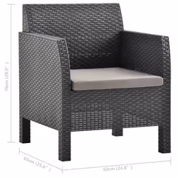 VidaXL 3079666 chaise d'extérieur Terrace Siège rembourré Polypropylène (PP), Rotin Anthracite - Vue supplémentaire 7