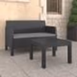 vidaXL Salon de jardin 2 pcs avec coussins PP Rotin Anthracite - TU