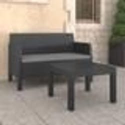 vidaXL Salon de jardin 2 pcs avec coussins PP Rotin Anthracite - TU