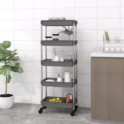 vidaXL Chariot de cuisine 5 niveaux Gris 42x29x128 cm Fer et ABS - TU