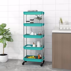 vidaXL Chariot de cuisine 5 niveaux Turquoise 42x29x128 cm Fer et ABS - TU