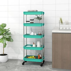 vidaXL Chariot de cuisine 5 niveaux Turquoise 42x29x128 cm Fer et ABS - TU