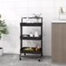 vidaXL Chariot de cuisine 3 niveaux Noir 42x35x85 cm Fer et ABS - TU