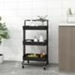 vidaXL Chariot de cuisine 3 niveaux Noir 42x35x85 cm Fer et ABS - TU