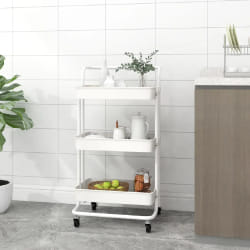 vidaXL Chariot de cuisine 3 niveaux Blanc 42x35x85 cm Fer et ABS - TU
