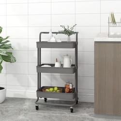 Chariot de cuisine 3 niveaux Gris 42x35x85 cm Fer et abs Vidaxl