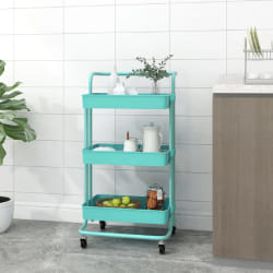 vidaXL Chariot de cuisine 3 niveaux Turquoise 42x35x85 cm Fer et ABS - TU