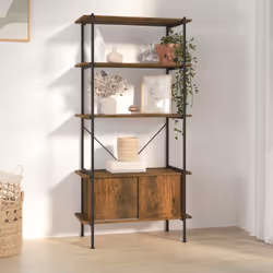 Créez un espace de rangement supplémentaire dans un espace limité avec cette étagère à 5 niveaux avec armoire ! Construction  ...