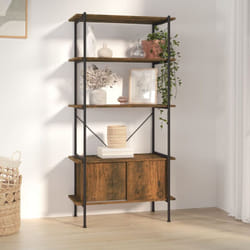 Tagère à 5 niveaux armoire 80x40x163cm Acier bois d'ingénierie