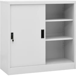 Armoire de bureau porte coulissante Gris clair 90x40x90cm Acier