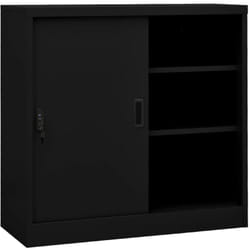 Armoire de bureau avec porte coulissante Noir 90x40x90 cm Acier