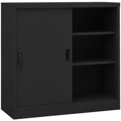 Armoire de bureau porte coulissante Anthracite 90x40x90cm Acier