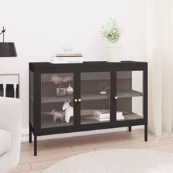 Vidaxl - Buffet Noir 105x35x70 cm Acier et verre