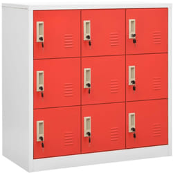 Armoire à casiers Gris clair et rouge 90x45x92,5 cm Acier - Vidaxl
